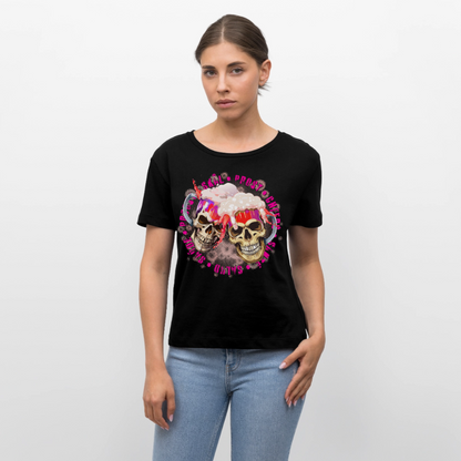 Party Skull Design Pink – Rundhals Frauen Bio-T-Shirt - Schwarz