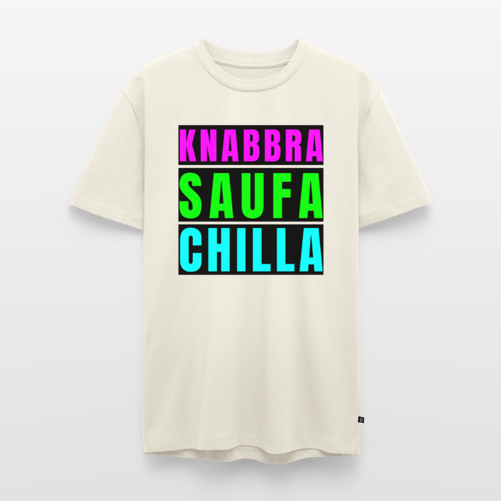 Knabbra Saufa Chilla Design – Männer Premium T-Shirt - Naturweiß