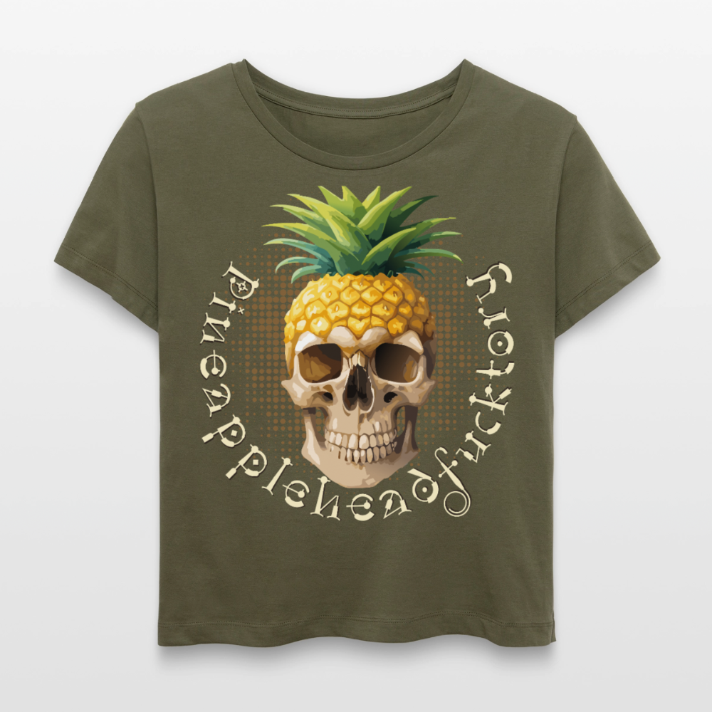 Pineapple Skull Design - Rundhals Frauen Bio-T-Shirt - Khaki