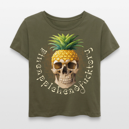Pineapple Skull Design - Rundhals Frauen Bio-T-Shirt - Khaki