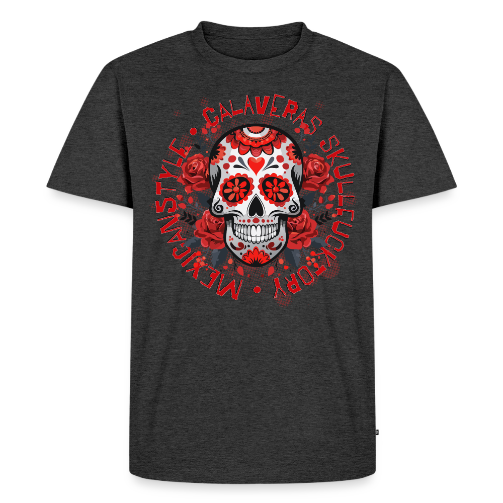 Sugar Skull Rosen Design - Männer Premium T-Shirt - Anthrazit meliert