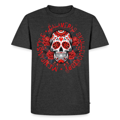 Sugar Skull Rosen Design - Männer Premium T-Shirt - Anthrazit meliert