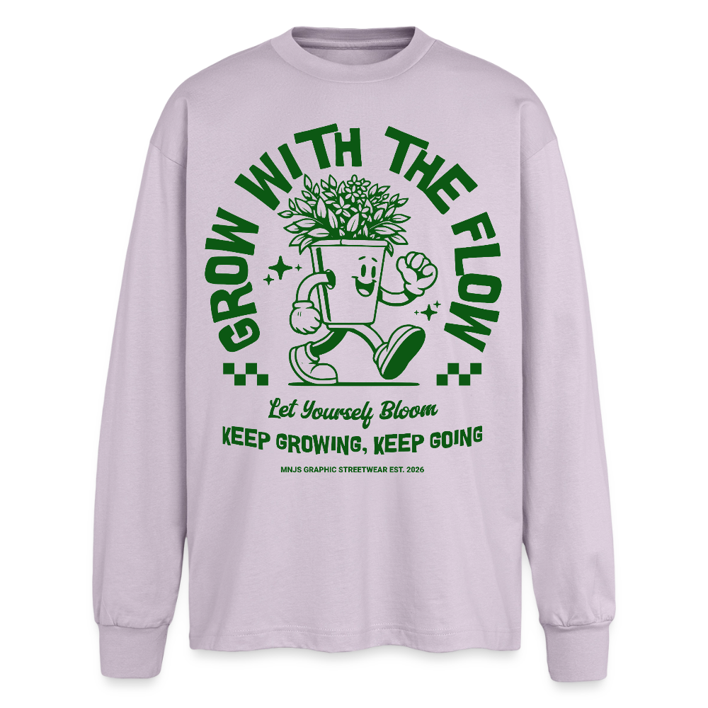 Keep Growing Design – Oversized Langarmshirt - verblasstes Lila