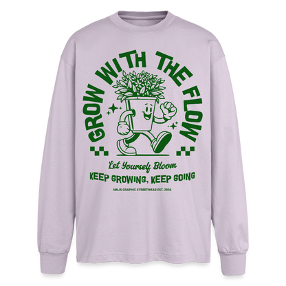 Keep Growing Design – Oversized Langarmshirt - verblasstes Lila