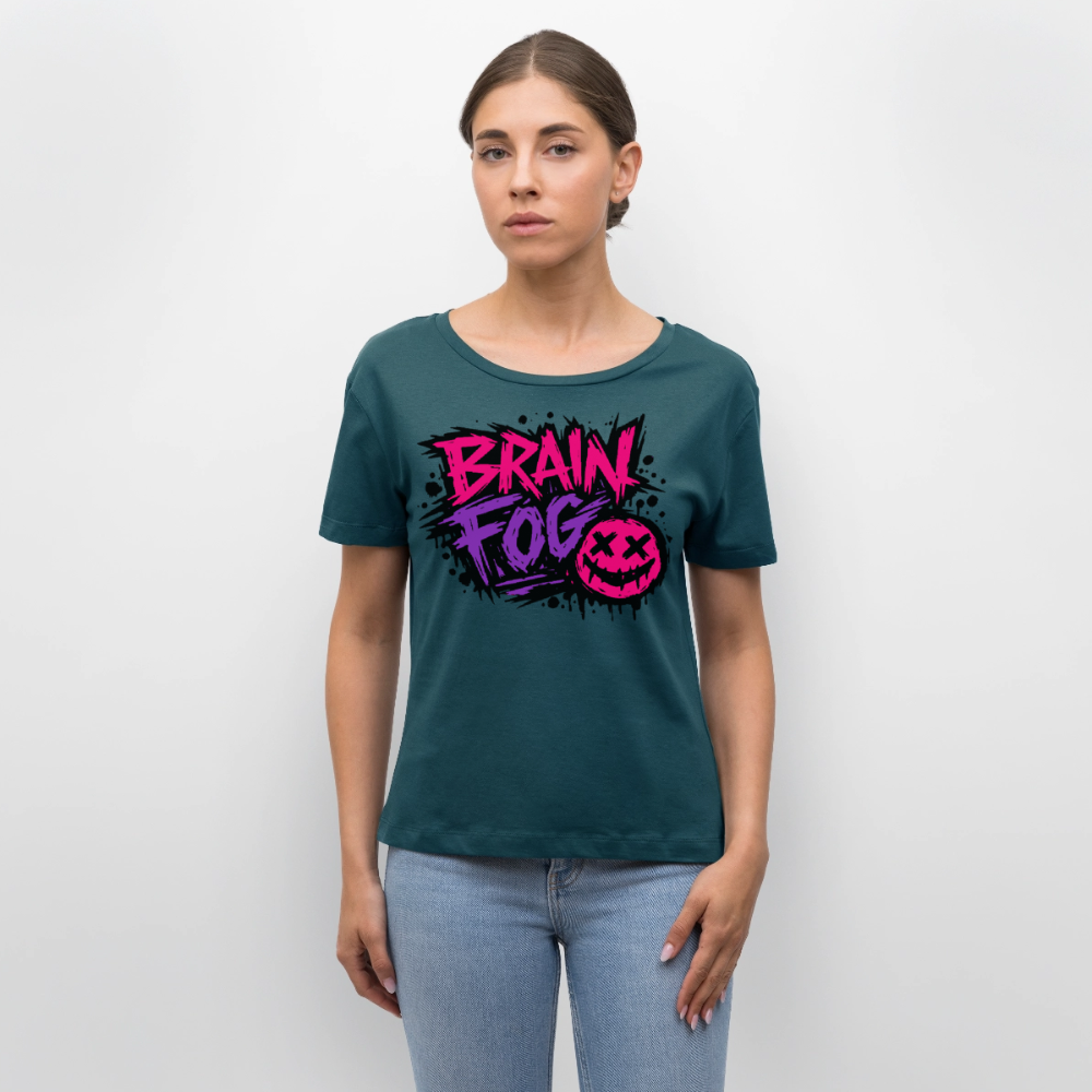 Brain Fog design – Rundhals Frauen Bio-T-Shirt - Dunkles Petrol