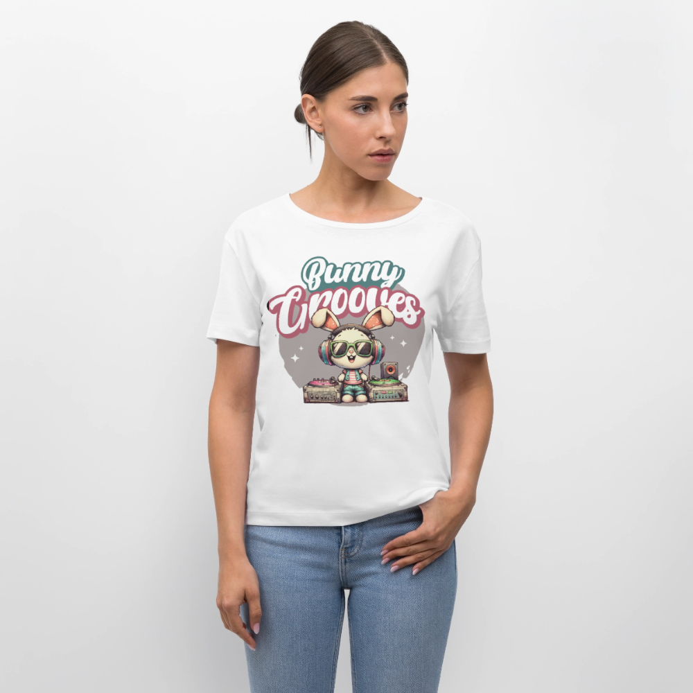Bunny Grooves Design – Rundhals Frauen Bio-T-Shirt - Weiß