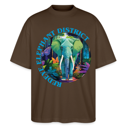 Elephant Design – Oversized Unisex Bio T-Shirt - Dunkelbraun