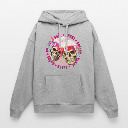 Party Skull Design Pink – Oversized Unisex Hoodie - Grau meliert