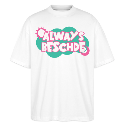 Always Beschde Design – Oversized Unisex Bio T-Shirt Blaster 2.0 - Weiß