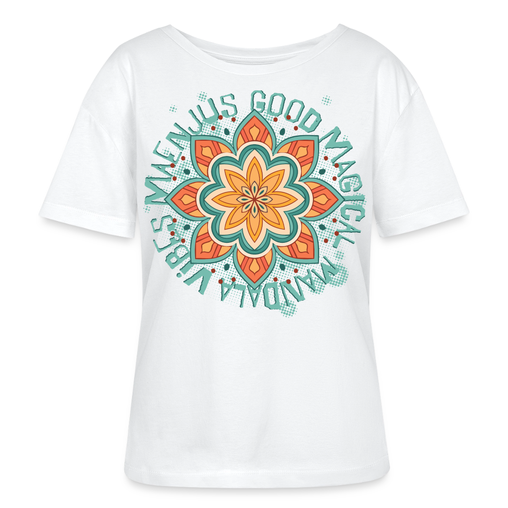 Mandala Türkis Design – Rundhals Frauen Bio-T-Shirt - Weiß