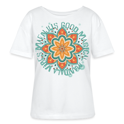 Mandala Türkis Design – Rundhals Frauen Bio-T-Shirt - Weiß