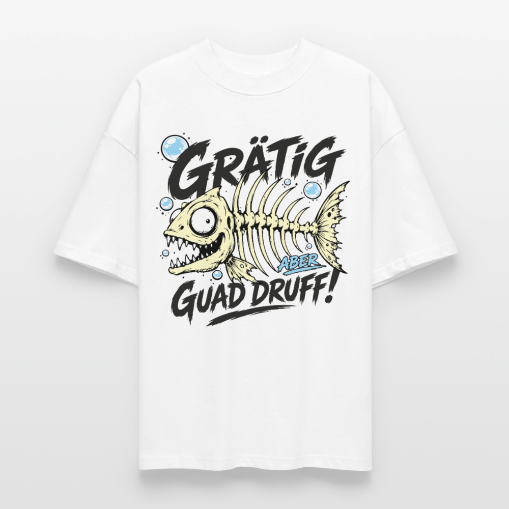 Fischskelett Grätig Design – Oversized Unisex Bio T-Shirt - Weiß