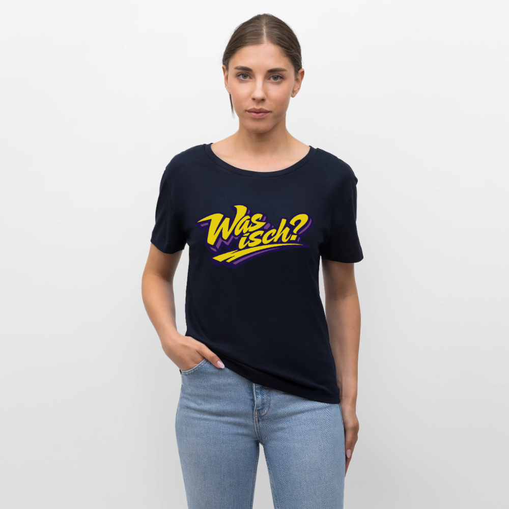 Was isch? Design – Rundhals Frauen Bio-T-Shirt - Navy