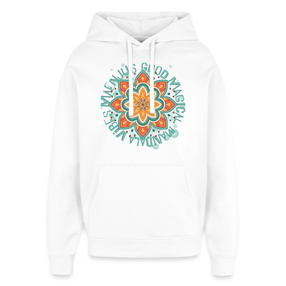 Mandala Türkis Design – Oversized Unisex Hoodie - Weiß