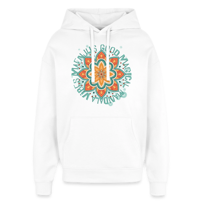 Mandala Türkis Design – Oversized Unisex Hoodie - Weiß
