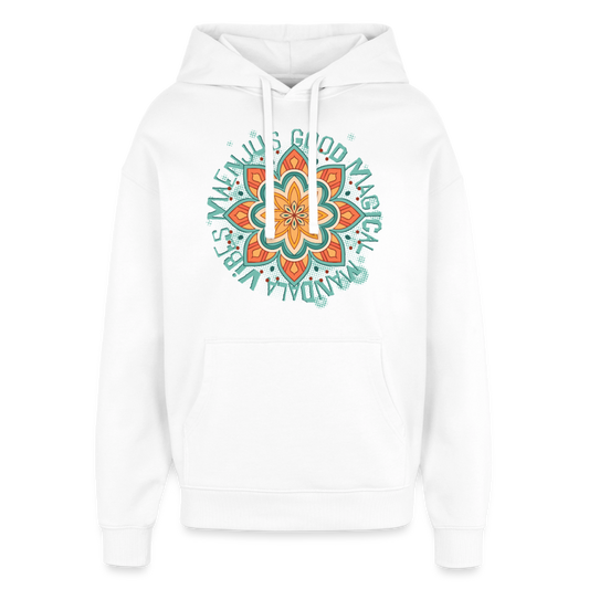 Mandala Türkis Design – Oversized Unisex Hoodie - Weiß
