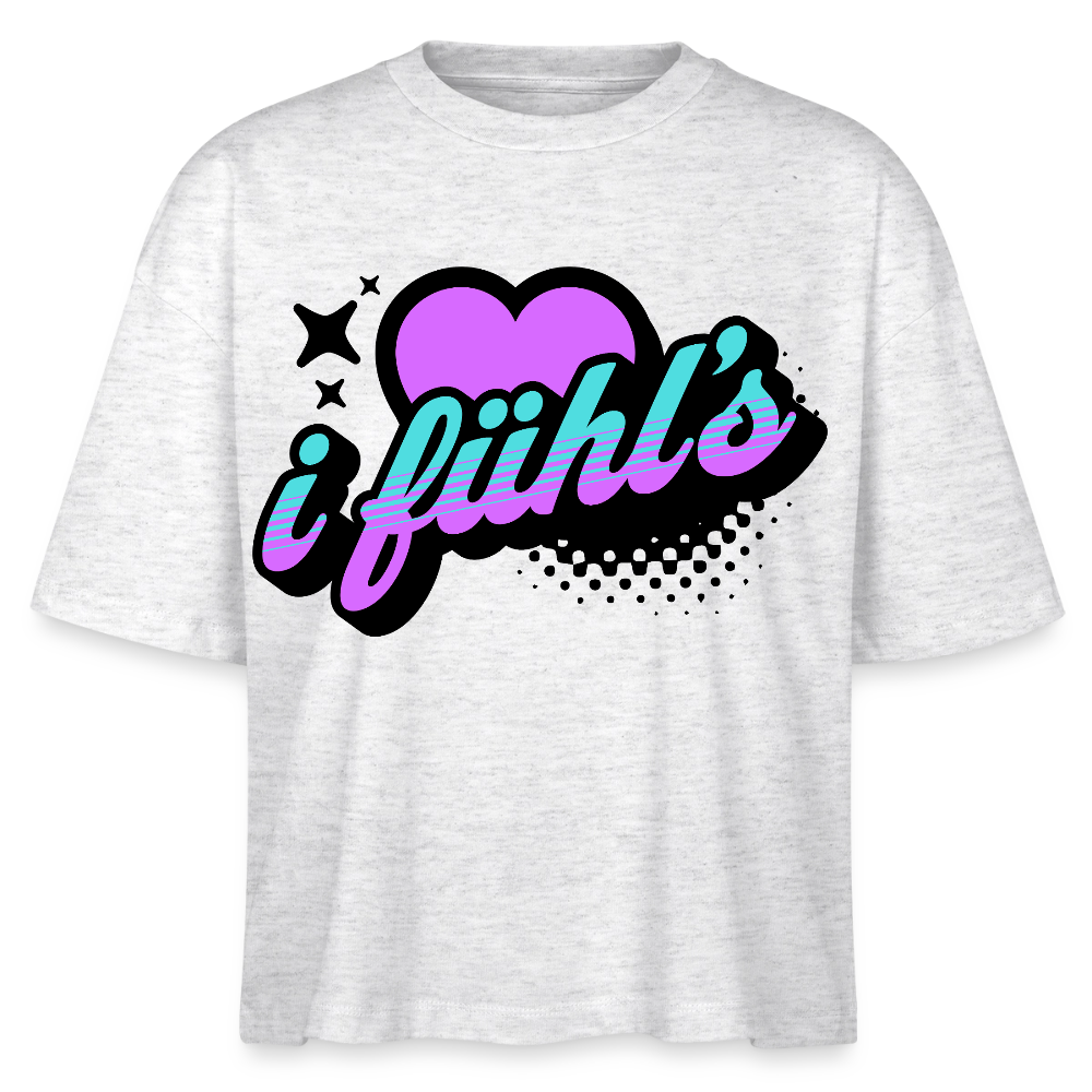 i fühl‘s Design – Frauen Boxy Bio-T-Shirt - Weiß meliert