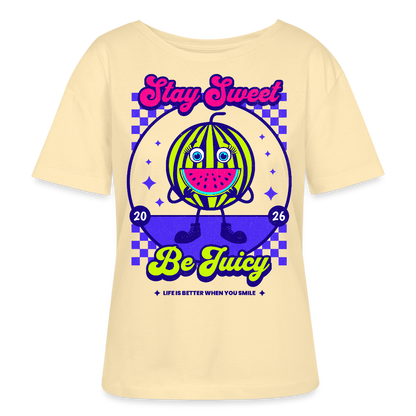 Stay Sweet Design – Rundhals Frauen Bio-T-Shirt - Creme