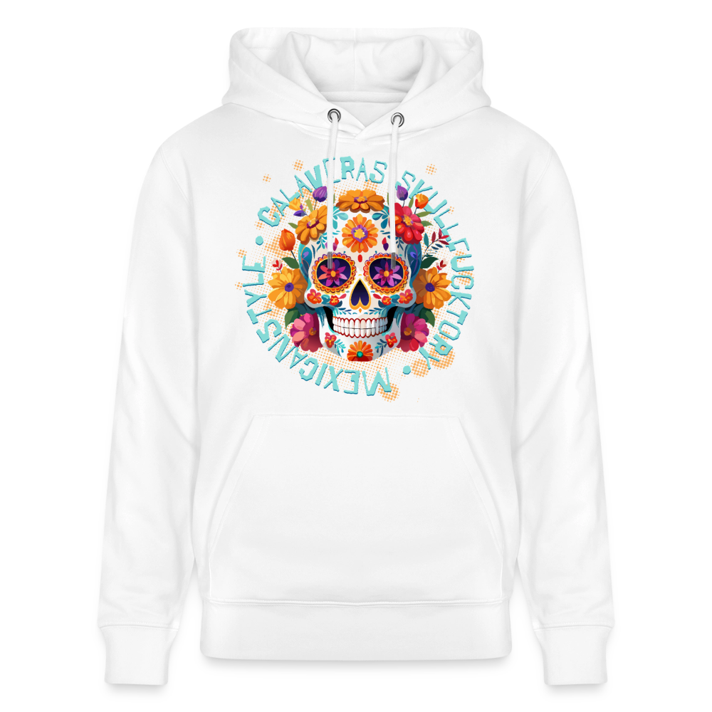Sugar Skull Blumen Design – Unisex Bio-Hoodie - Weiß