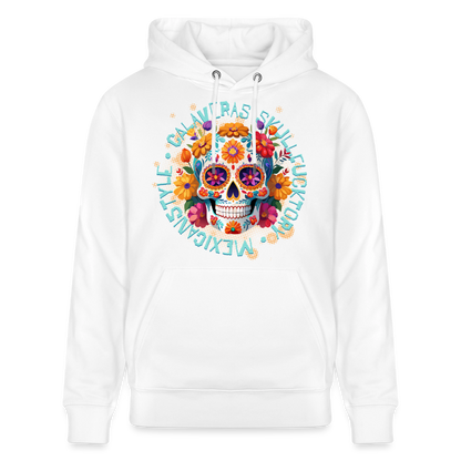 Sugar Skull Blumen Design – Unisex Bio-Hoodie - Weiß