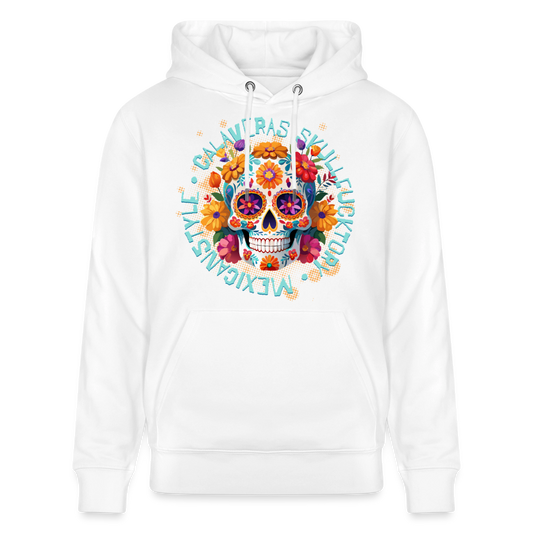 Sugar Skull Blumen Design – Unisex Bio-Hoodie - Weiß