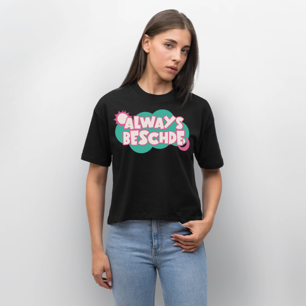 Always Beschde Design – Frauen Boxy Bio-T-Shirt - Schwarz