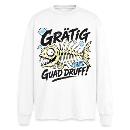 Fischskelett Grätig Design – Oversized Langarmshirt - Weiß