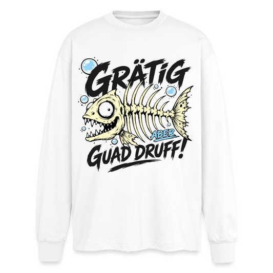 Fischskelett Grätig Design – Oversized Langarmshirt - Weiß