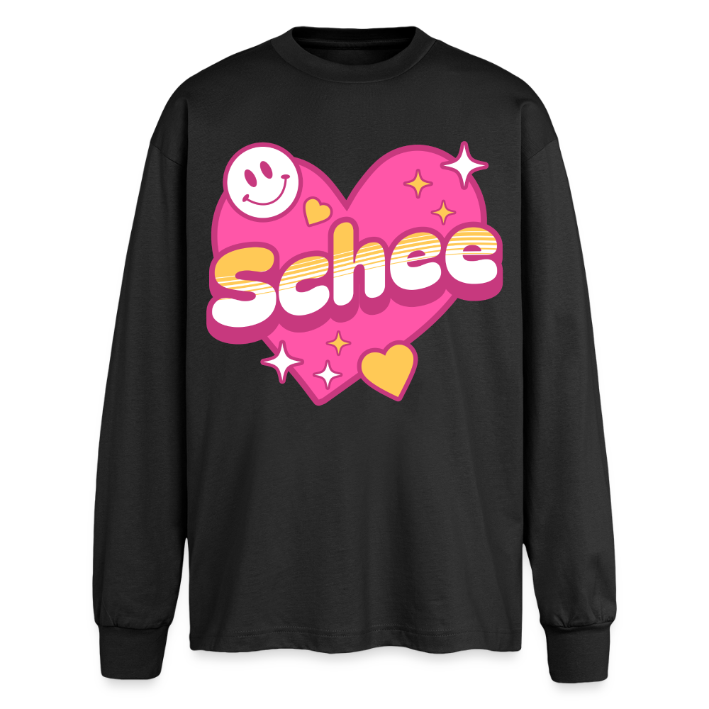 Schnee Design – Oversized Langarmshirt - Schwarz