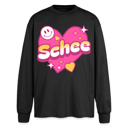 Schnee Design – Oversized Langarmshirt - Schwarz