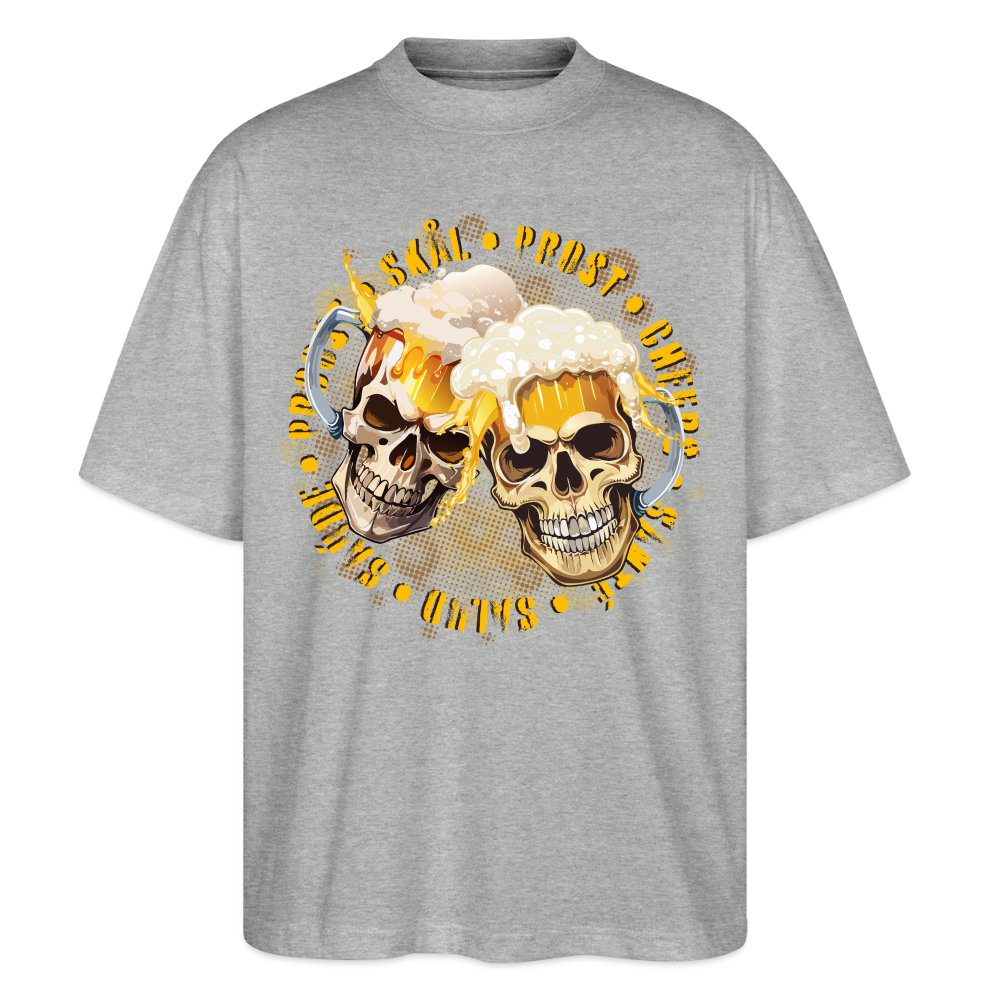 Party Skull Design – Oversized Unisex Bio T-Shirt - Grau meliert