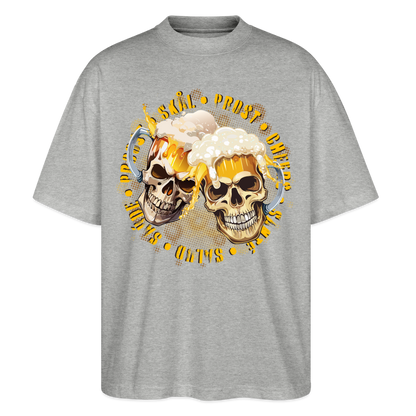 Party Skull Design – Oversized Unisex Bio T-Shirt - Grau meliert