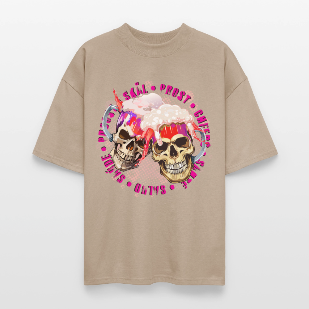 Party Skull Design Pink – Oversized Unisex Bio T-Shirt - Steingrau