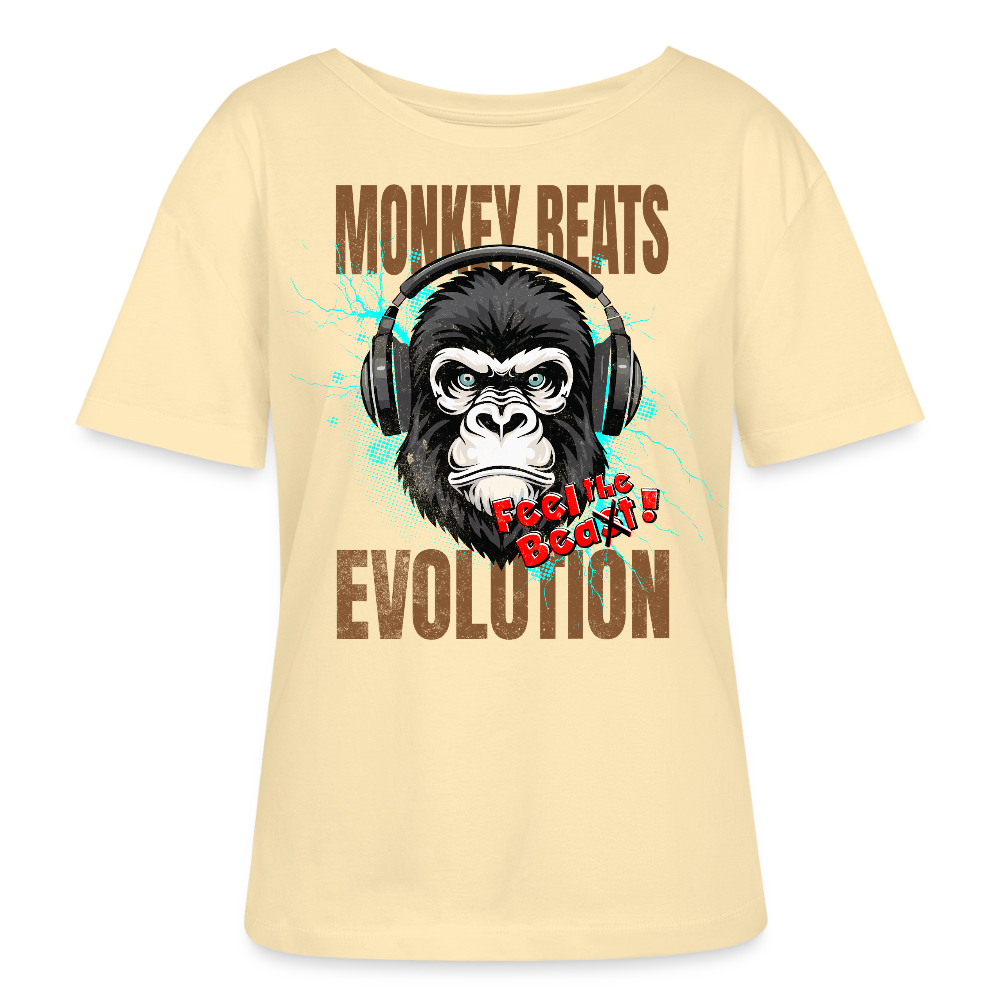 Monkey Beats Design – Rundhals Frauen Bio-T-Shirt - Creme