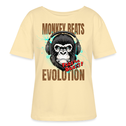 Monkey Beats Design – Rundhals Frauen Bio-T-Shirt - Creme