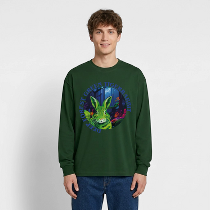 Tiger Rabbit Design – Oversized Langarmshirt - Flaschengrün