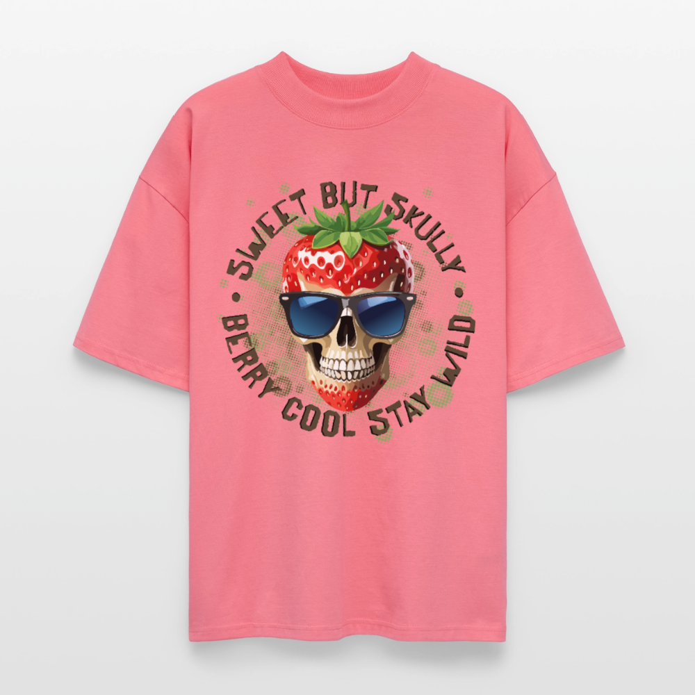 Strawberry Skull Design – Oversized Unisex Bio T-Shirt - Pink 