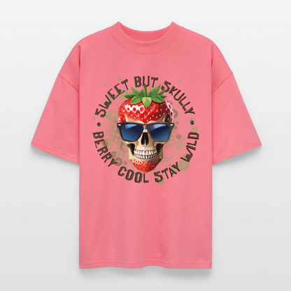 Strawberry Skull Design – Oversized Unisex Bio T-Shirt - Pink 