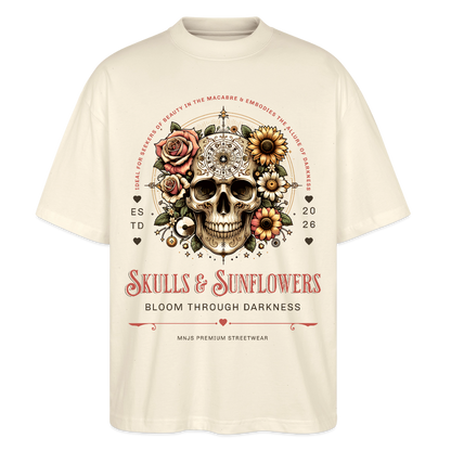 Skulls & Sunflowers Design – Oversized Unisex Bio T-Shirt - Natur