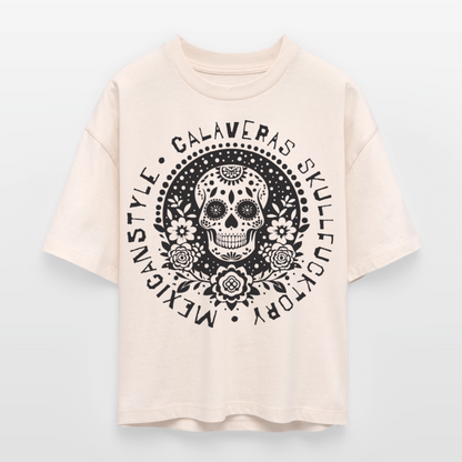 Sugar Skull Black Design – Frauen Boxy Bio-T-Shirt - Natur