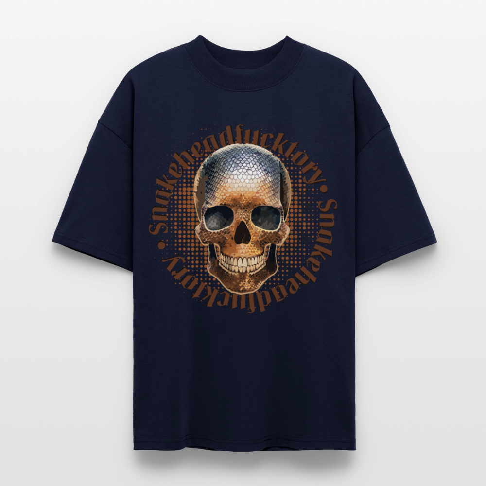 Snake Skull Design – Oversized Unisex Bio T-Shirt - Navy