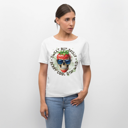 Strawberry Skull Design – Rundhals Frauen Bio-T-Shirt - Weiß