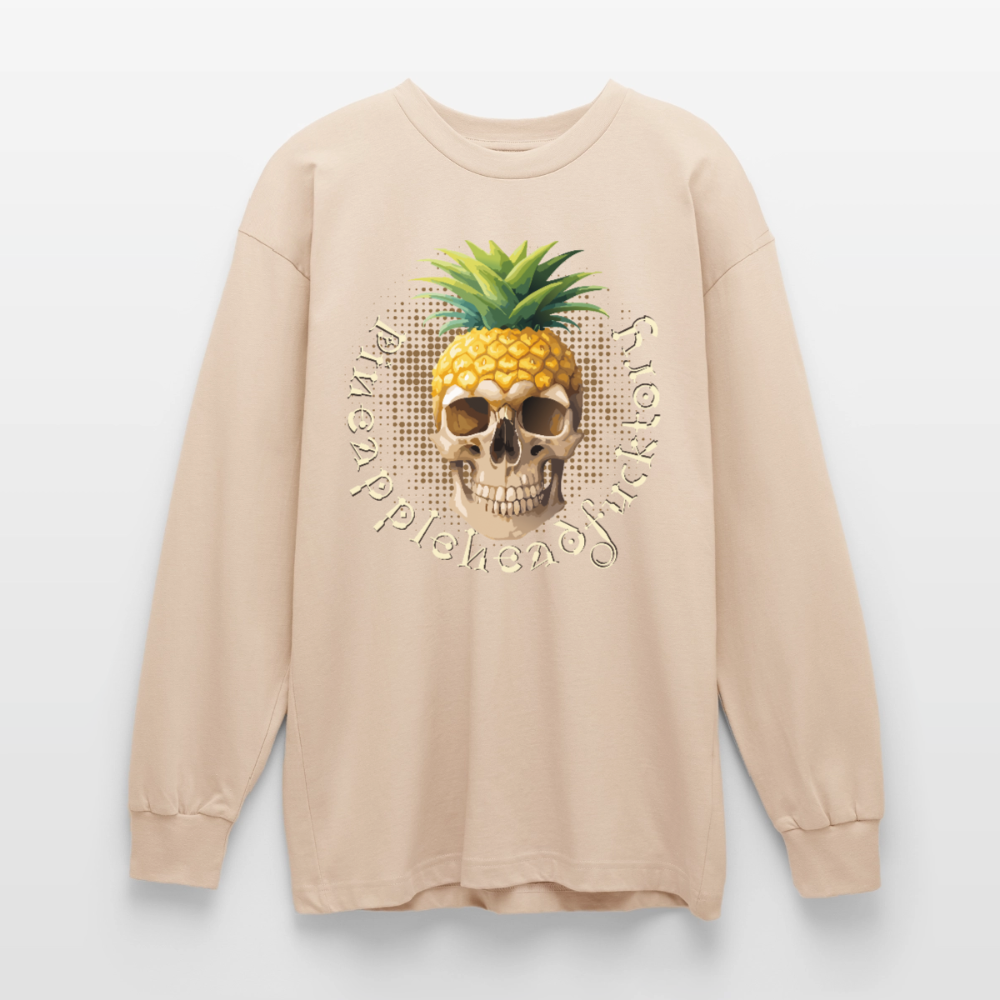 Pineapple Skull Design - Oversized Langarmshirt - Sand