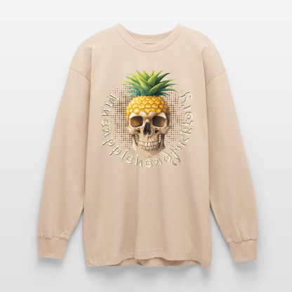 Pineapple Skull Design - Oversized Langarmshirt - Sand
