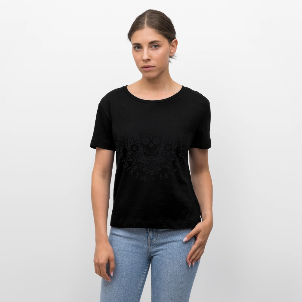 Sugar Skull Black Design - Rundhals Frauen Bio-T-Shirt - Schwarz