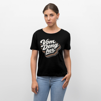 Vom Deng her Design – Rundhals Frauen Bio-T-Shirt - Schwarz