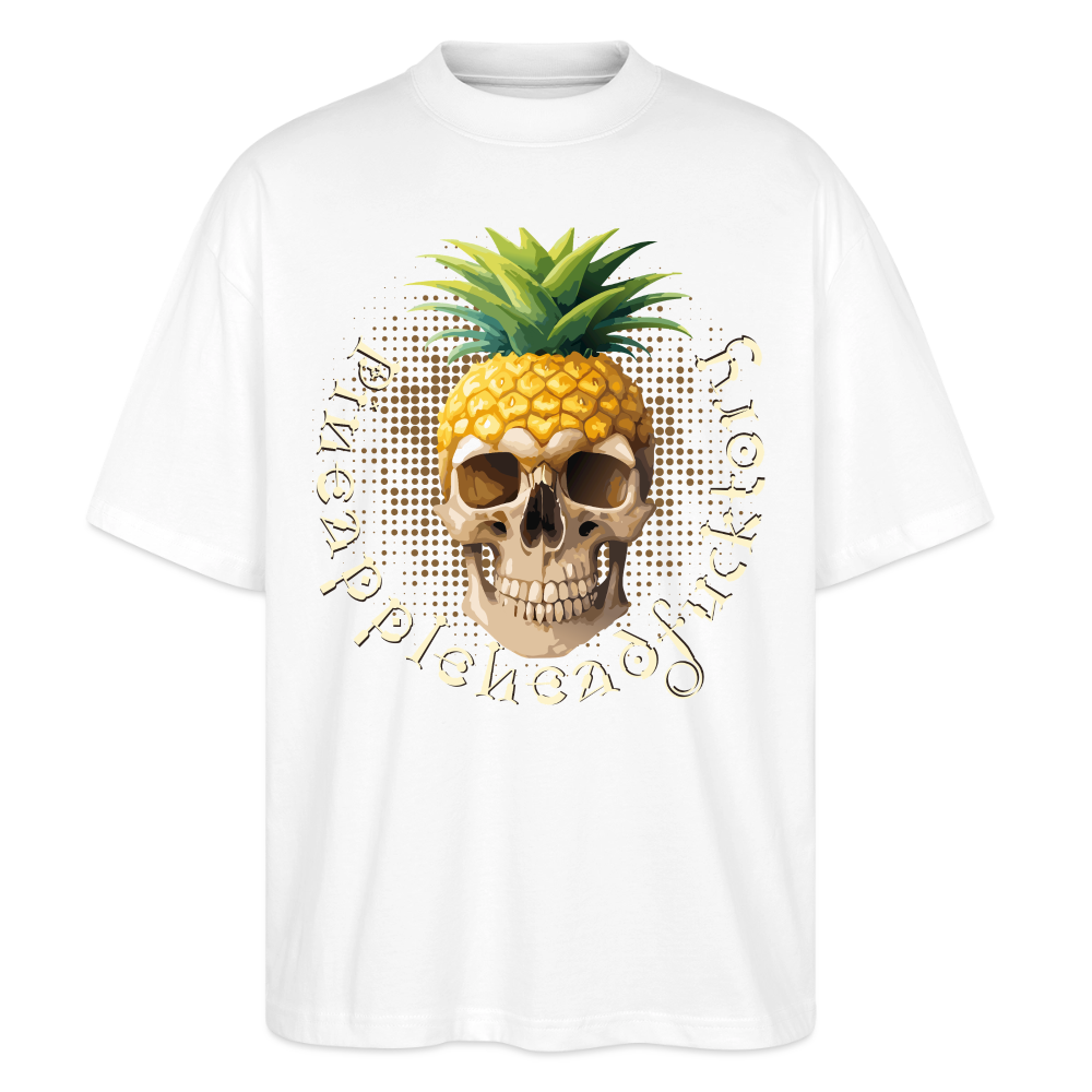 Pineapple Skull Design - Oversized Unisex Bio T-Shirt - Weiß