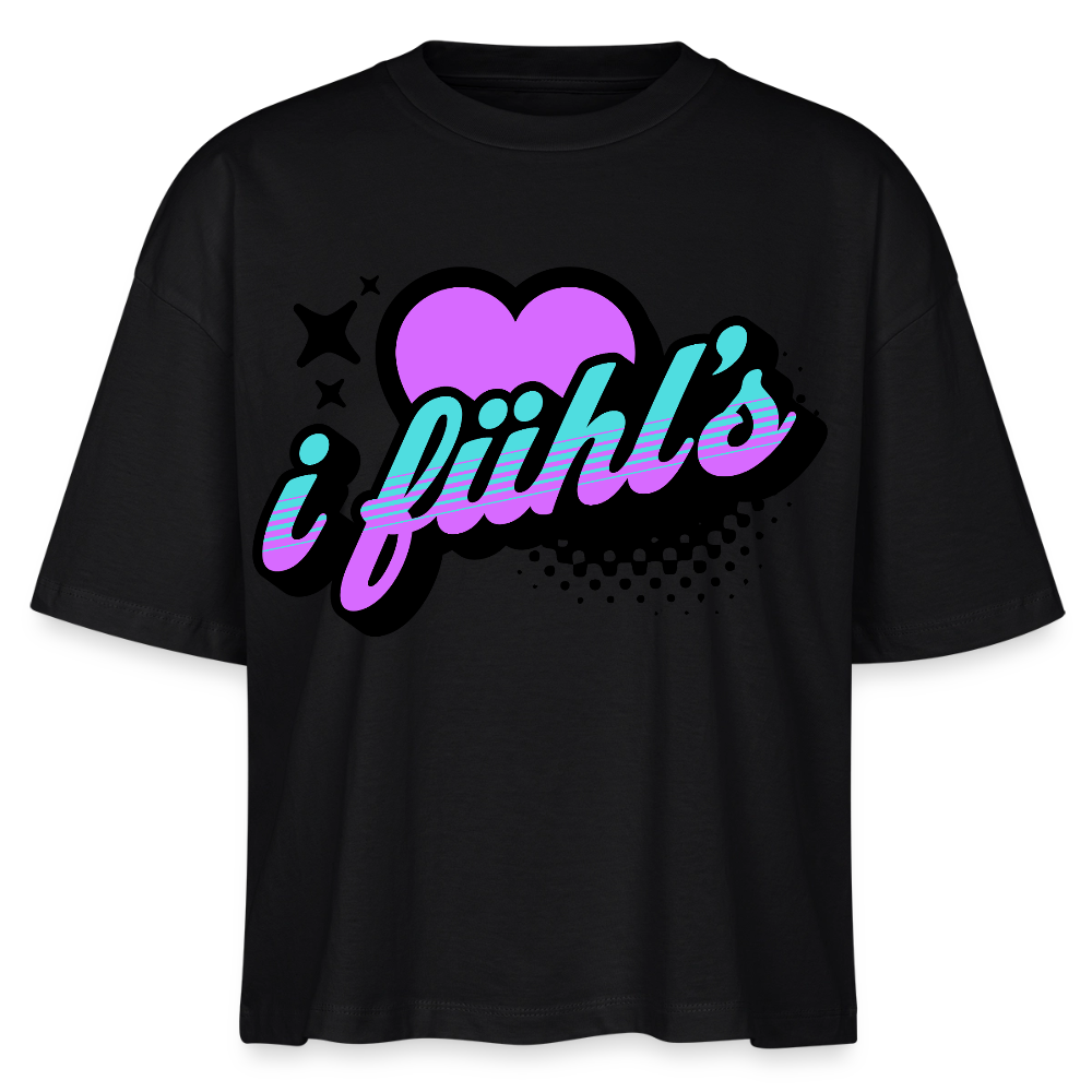 i fühl‘s Design – Frauen Boxy Bio-T-Shirt - Schwarz