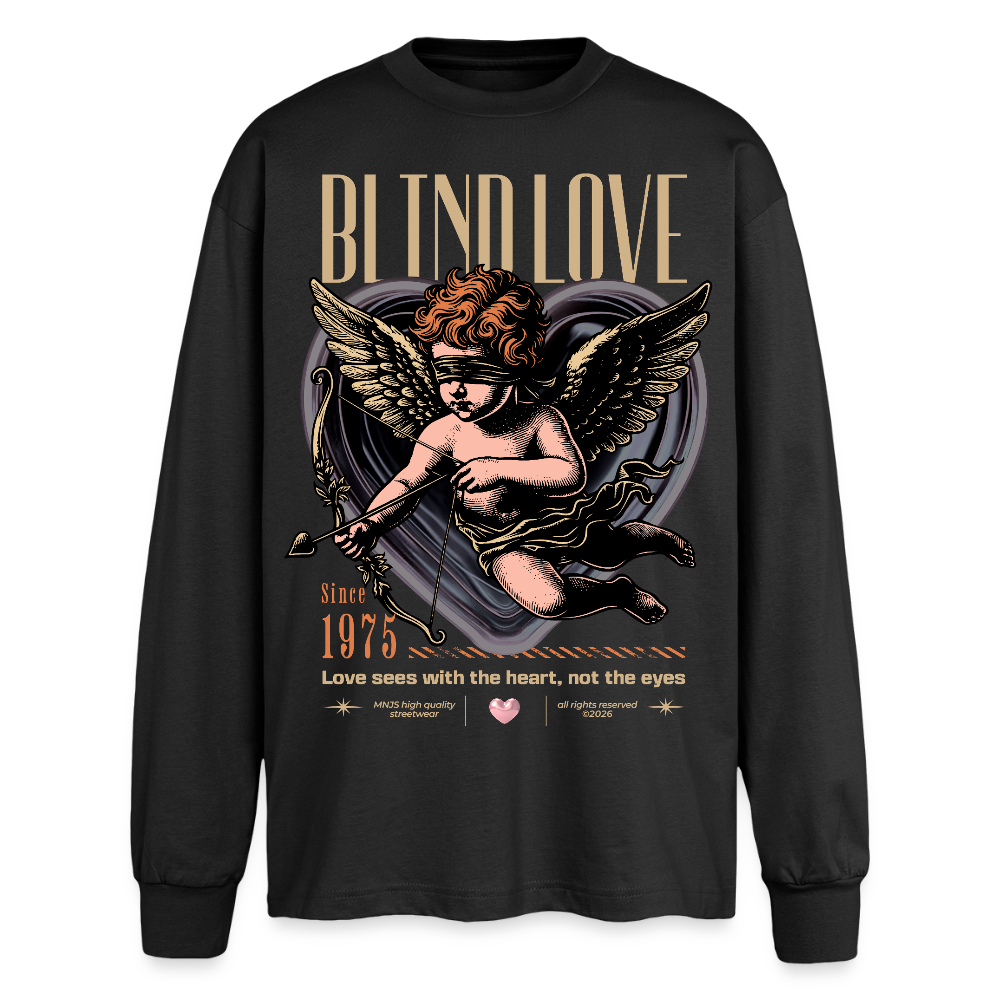 Blind Love Design – Oversized Langarmshirt - Schwarz