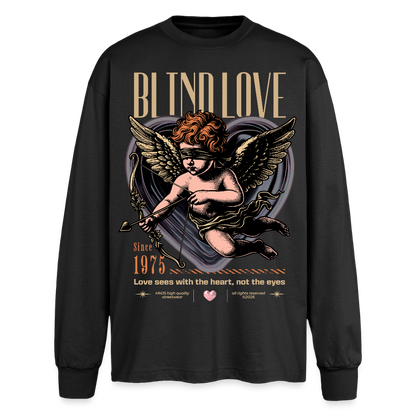Blind Love Design – Oversized Langarmshirt - Schwarz